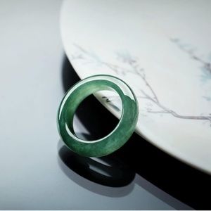 Genuine Solid Burmese Jade Band Ring, Size 9.5